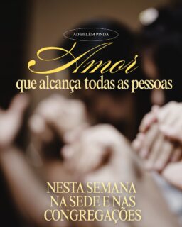 Amor que alcança todas as pessoas

Nesta semana, na sede e nas congregações, estamos refletindo sobre como o Evangelho de Jesus transforma as nossas relações mais cotidianas. No Sermão do Monte, Jesus tira o amor do plano abstrato e o traz para o chão da nossa realidade: a família, o ambiente de trabalho, os vizinhos e até mesmo aqueles que nos ferem.

O amor real do Reino não elimina pessoas e nem se conforma com a indiferença, a ira destrutiva ou o olhar que desumaniza o outro. Pelo contrário: conectados a Jesus, paramos de ver as pessoas como problemas ou objetos e passamos a enxergá-las com os olhos do próprio Deus.

Deus preza tanto a comunhão e a integridade das nossas relações que nos convida a priorizar a reconciliação e a cortar pela raiz qualquer hábito que afaste o nosso coração do Seu amor.

📖 “Mateus 5:21-30”

Venha estar conosco nesta semana na sede ou em uma de nossas congregações e mergulhe nessa Palavra!

#ADBelémPinda #SermãoDoMonte #AmorPrático #PalavraDeDeus #Comunhão #Amarjesus